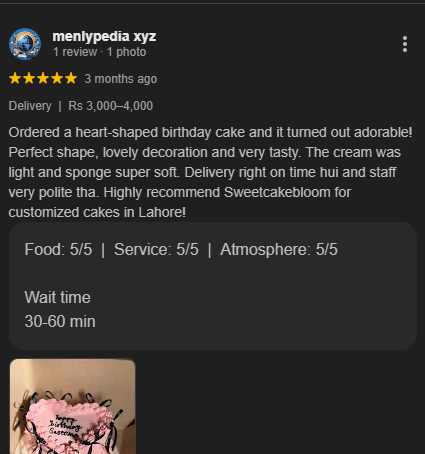 SweetCakeBloom Customer Review