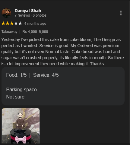 SweetCakeBloom Customer Review