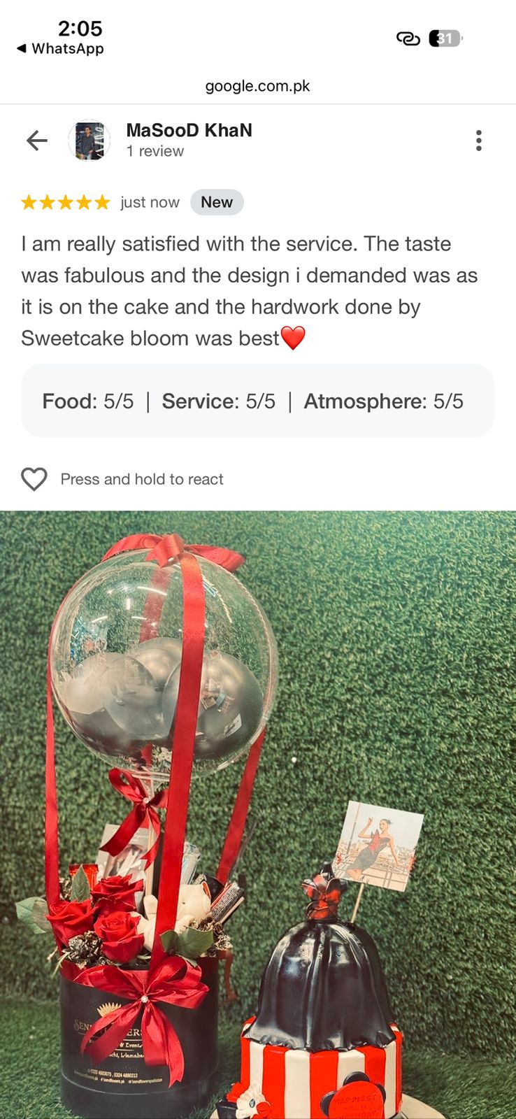 SweetCakeBloom Customer Review