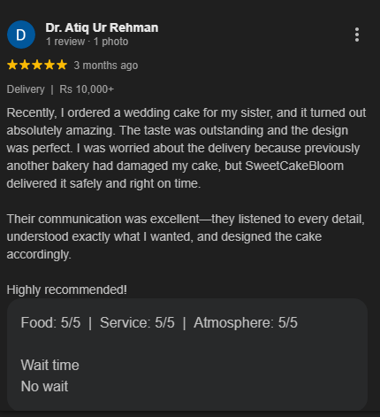 SweetCakeBloom Customer Review